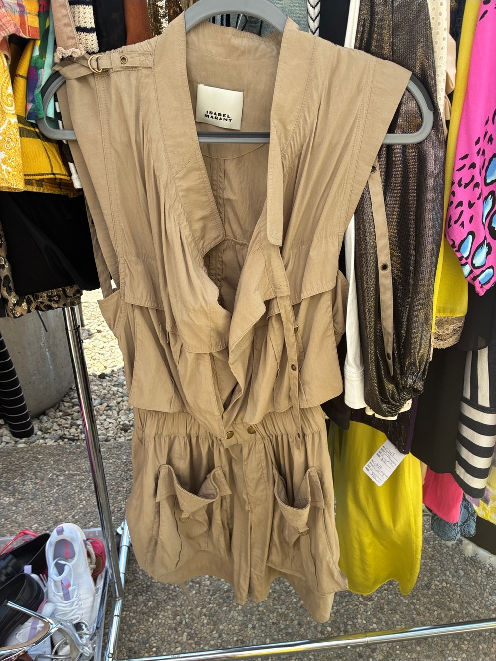 Isabel Marant Sleeveless Utility Romper in Khaki